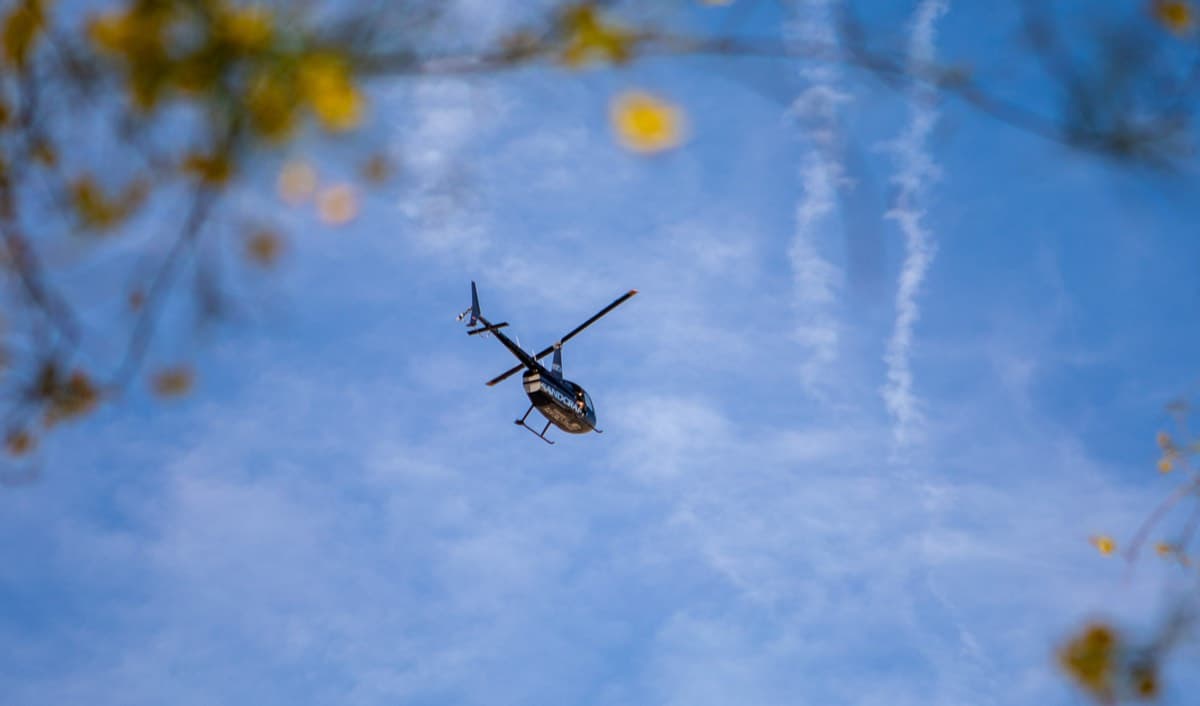 A helicopter over the lake